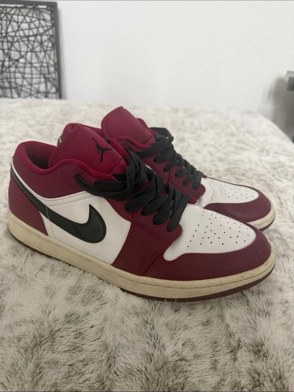 Jordan Low Top Sneakers - White, Maroon, Black